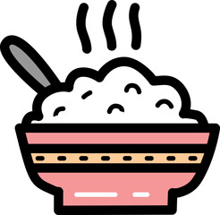 A bowl of rice culture line icon