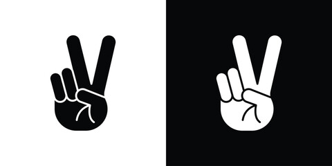Hand peace icon glyph vector Illustration