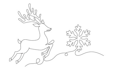 continuous line of deer and s...