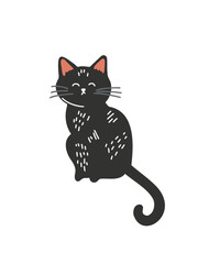 vector illustration cute black cartoon cat