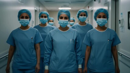 Realistic Video Medical Team Walking Down Hospital Hallway