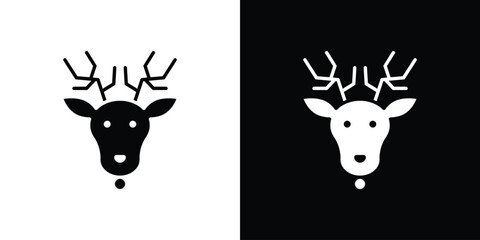 Deer rudolph icon glyph vector Illustration