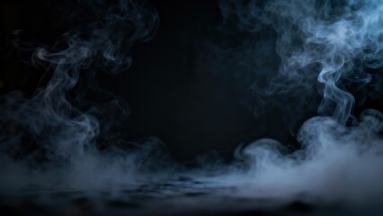 Rising vapor drifts across a dark surface creating a mysterious atmosphere