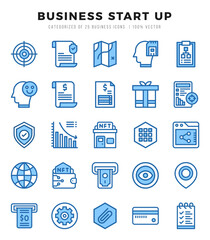 Business Start Up Two Color icons collection. 25 icon set. Vector illustration.
