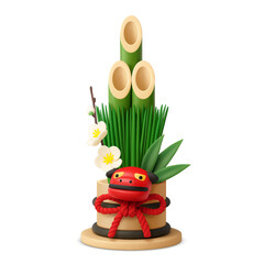 門松 イラスト リアル 3D