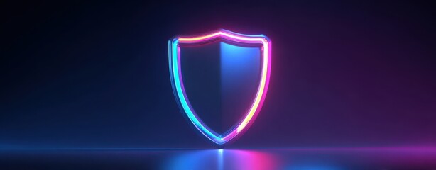 The Neon Shield Glowing in Futuristic Blue and Pink Cybersecurity Concept