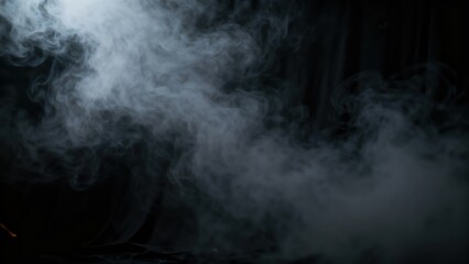 Illuminated swirling vapor streams create a dynamic atmosphere against a dark background