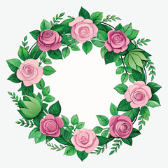 Rose Flower Wreath Illustration,Rose Flower Wreath Illustration,Rose vector,Rose design,Rose concept,Rose cartoon,Rose icon,Rose template,