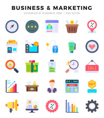 Business & Marketing Icons bundle. Flat style Icons. Vector illustration.