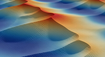 Abstract Sands A Colorful Landscape of Dunes with Blue and Orange Gradient