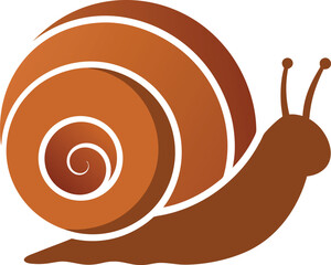 Garden Snail with Spiral Shell Crawling Across Transparent Background Vector Graphic