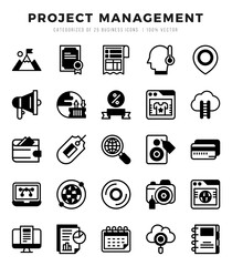 Set of 25 Project Management Lineal Filled Icons Pack.