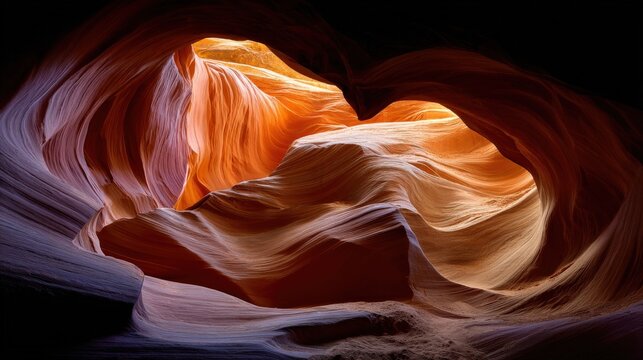 Stunning colorful rock formations in natural canyon light