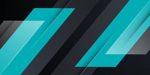 Abstract dark banner background with blue arrow shapes pattern background. Simple overlap pattern with lights concept. Eps10 vector
