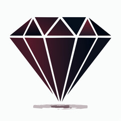 Elegant diamond graphic with gradient color and brushstroke shadow on white