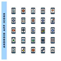 25 Android App Lineal Color icon pack. vector illustration.