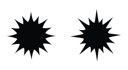 Two black starburst shapes isolated on a clean white background