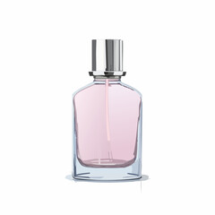 Elegant perfume bottle illustration transparent glass with pink liquid isolated