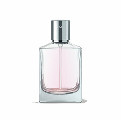 Elegant perfume bottle illustration transparent glass and silver cap design