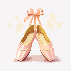 Elegant pink ballet shoes with tied ribbons vector illustration isolated