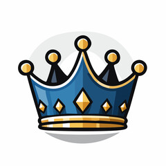 Elegant royal crown illustration with gold and blue accents on white background