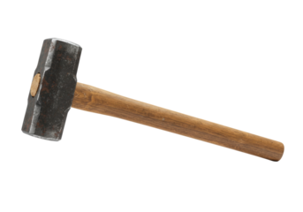 Sledgehammer with wooden handle transparent background cutout png