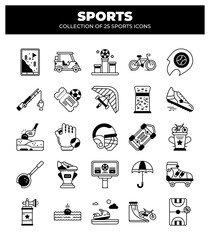 Collection of 25 Sports Icons.  A Visual Guide to Various Sports and Activities