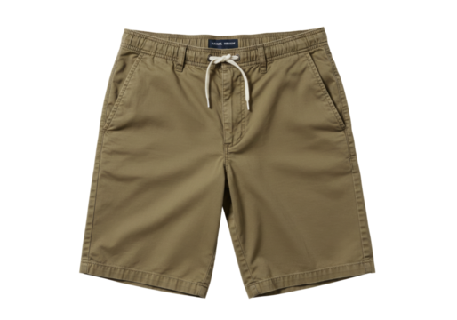 Khaki cargo shorts with drawstring transparent background cutout png