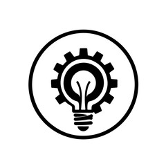 Creative Solutions Icon Combining Lightbulb and Gear for Innovation and Ideas, Thinking Outside the Box