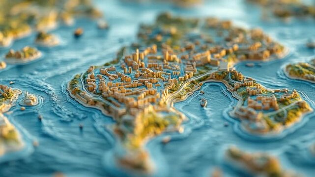 A detailed image of a city model from above