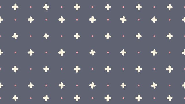 Cute Plus Sign Pattern Seamless Repeat Background Gentle Pink Dots on Dark Gray Minimalist