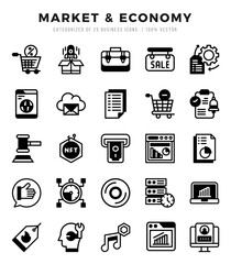 Market & Economy icon pack for your website. mobile. presentation. and logo design.