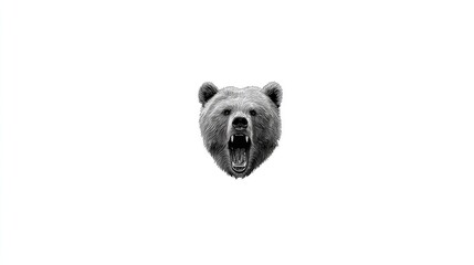 Roaring bear head isolated on white background for conceptual design