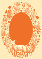 Autumn Vintage Frame Illustration Design