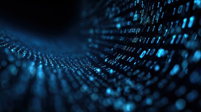 A mesmerizing digital tunnel of glowing blue binary code, representing the flow of data in modern technology. - Powered by Adobe