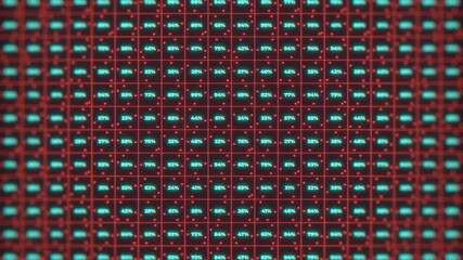 Futuristic digital grid displaying fluctuating percentage data points glowing cyan on a dark - Powered by Adobe