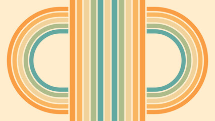 Abstract background of rainbow groovy Wavy Line design in 1970s Hippie Retro style. Vector pattern ready to use for cloth, textile, wrap and other.