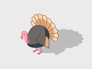 Turkey bird isometric vector illustration with shadow