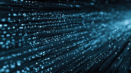 Abstract representation of digital data with glowing particles and lines moving in a flow for technology visuals.