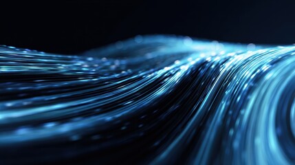 Abstract wave design showcasing dynamic blue light patterns flowing in a digital environment.