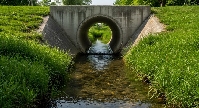 Water Flowing Under Concrete Culvert