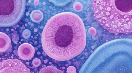 An artistic portrayal of blood cells at a micro level, highlighting the intricate detail of their structure, capturing the essence of life science.