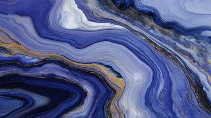 An abstract artwork with flowing blue and gold textures, offering a captivating visual display reminiscent of marble, with swirling gradients.