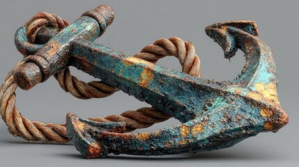 Rusty anchor with rope nautical symbolism and maritime history