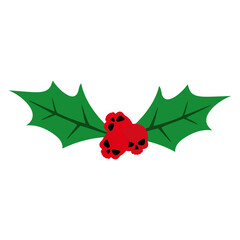 Logo con hojas de acebo con calaveras humanas en vez de bayas para tarjetas y felicitaciones de Halloween o Navidad 