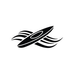 Canoe Kayak on Waves Water Sport Vector Logo