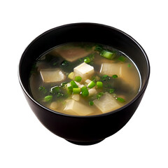 a bowl of traditional Japanese miso soup on transparent background