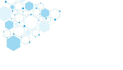 Science network pattern blue Hexagonal abstract background. Big Data Visualization structure elements . Health care and science medical pattern innovation. Template design with concept Dots and lines.