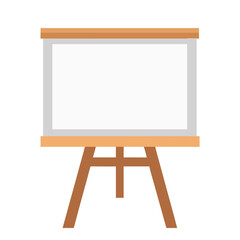 Empty wooden easel with blank white board for presentations and art displays