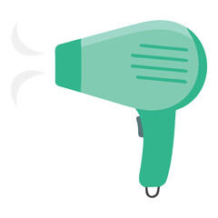 Modern mint green hair dryer with airflow and handle isolated on white background